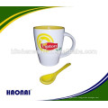 300ml ceramic mug with spoon in handle